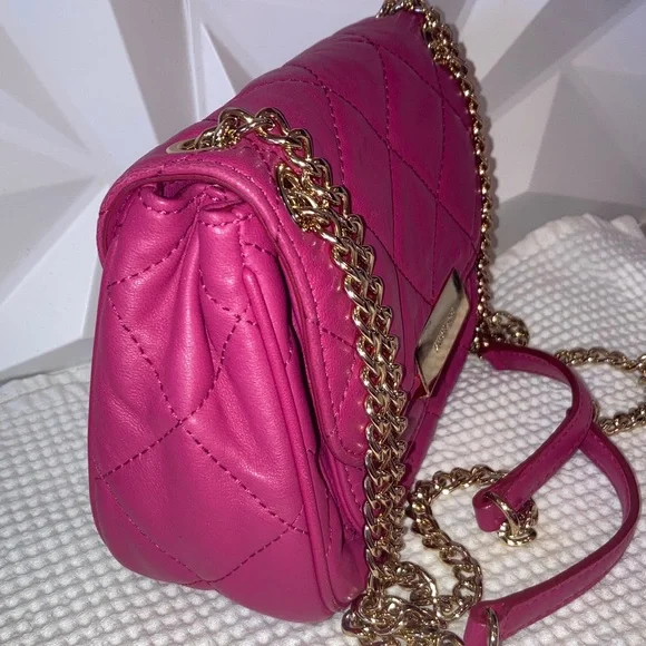 Michael Kors Sloan pink/raspberry soft leather quilted Crossbody purse bag - Picture 4 of 10